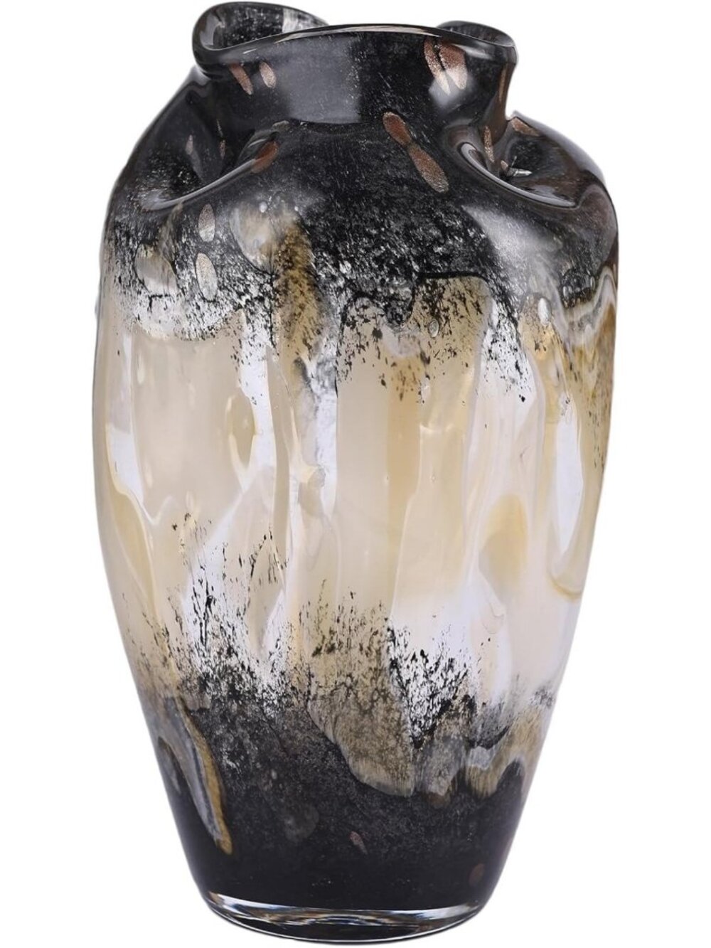 Hand Blown Smoke Glass Vase - Vintage Gray & Black Amber Home Decor, Unique